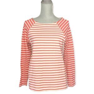 Vineyard Vines Pinkish Red and White Stripe Boatneck Top Size S